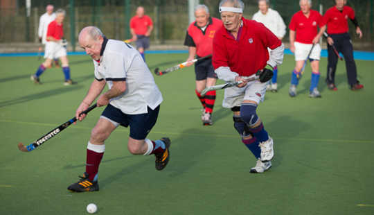 Over 75s hockey match. Alex Rotas