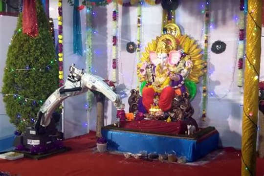 Robot Performing Hindu Ritual