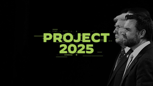 Trump p[icture with project 2025 written