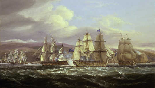 Blockade of Toulon by Thomas Luny. Wikimedia Commons