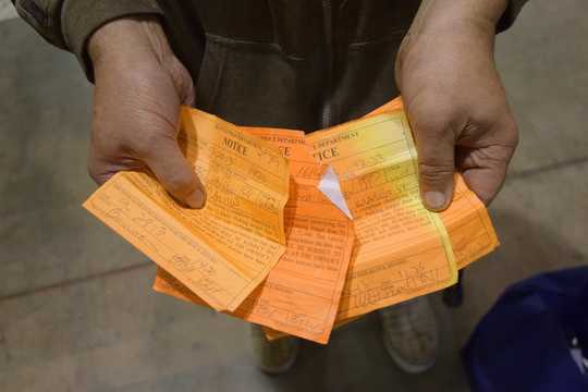  72-hour relocation sticker collection, each warning of an impending impound