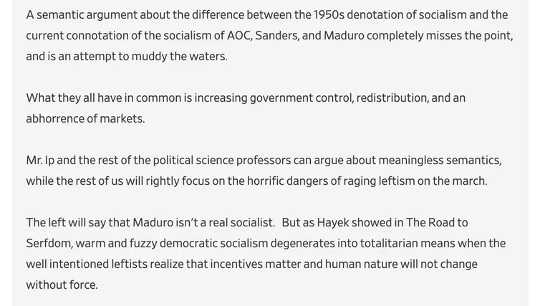 Making a historical economic argument against socialism and its slippery slope to totalitarianism. (socialism is a trigger word on social media but real discussion is going on amid the screaming)