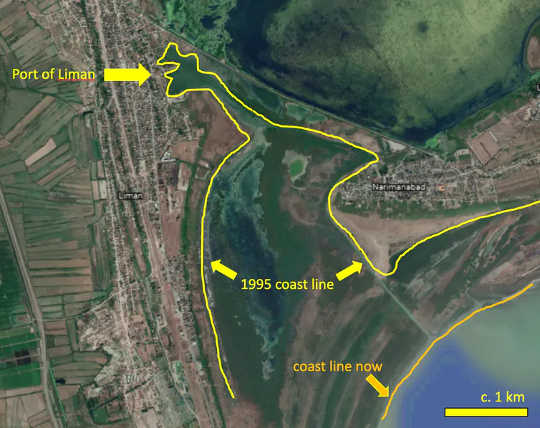 The Caspian coastline is already receding.