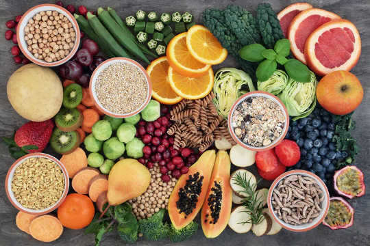 An array of fresh fruit and vegetables