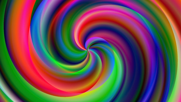 a spiral of chakra colors