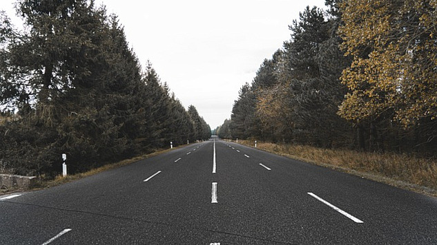 wide road with trees along the side