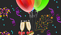 two champagne glasses and balloons... a celebration